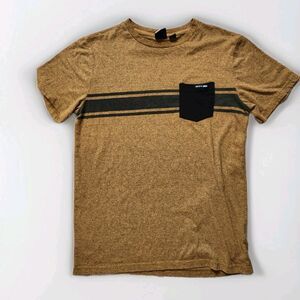 Westy Men's T-Shirt Brown Short Sleeve Crew Neck Contrast Black Pocket Sz M EUC